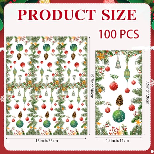 100 Pcs Christmas Paper Napkins – 2-Ply Disposable Holiday Party Napkins