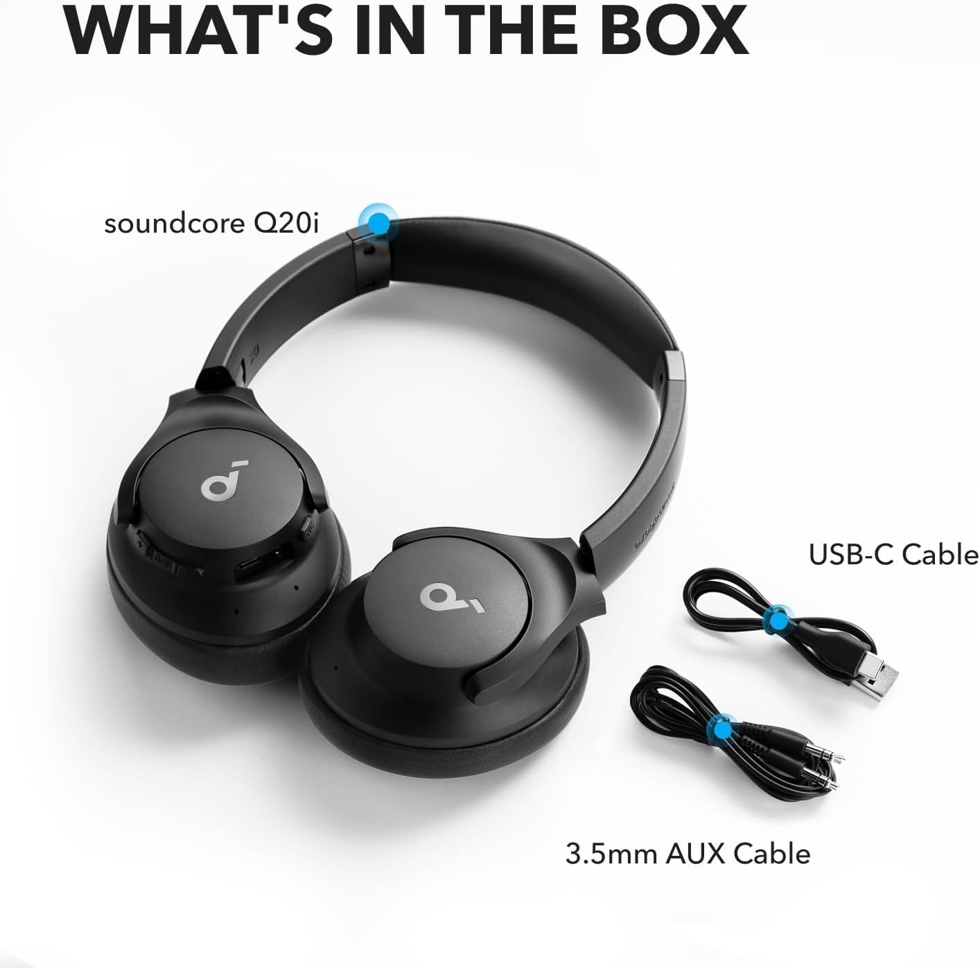 Soundcore by Anker Q20i Wireless Over-Ear Headphones - Hybrid Active Noise Cancelling, 40H Playtime, Hi-Res Audio, Black