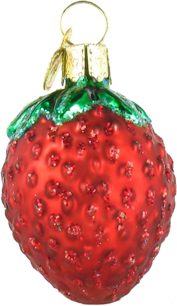 Chocolate Dipped Strawberry Glass Blown Christmas Ornaments - Old World Christmas (28116)