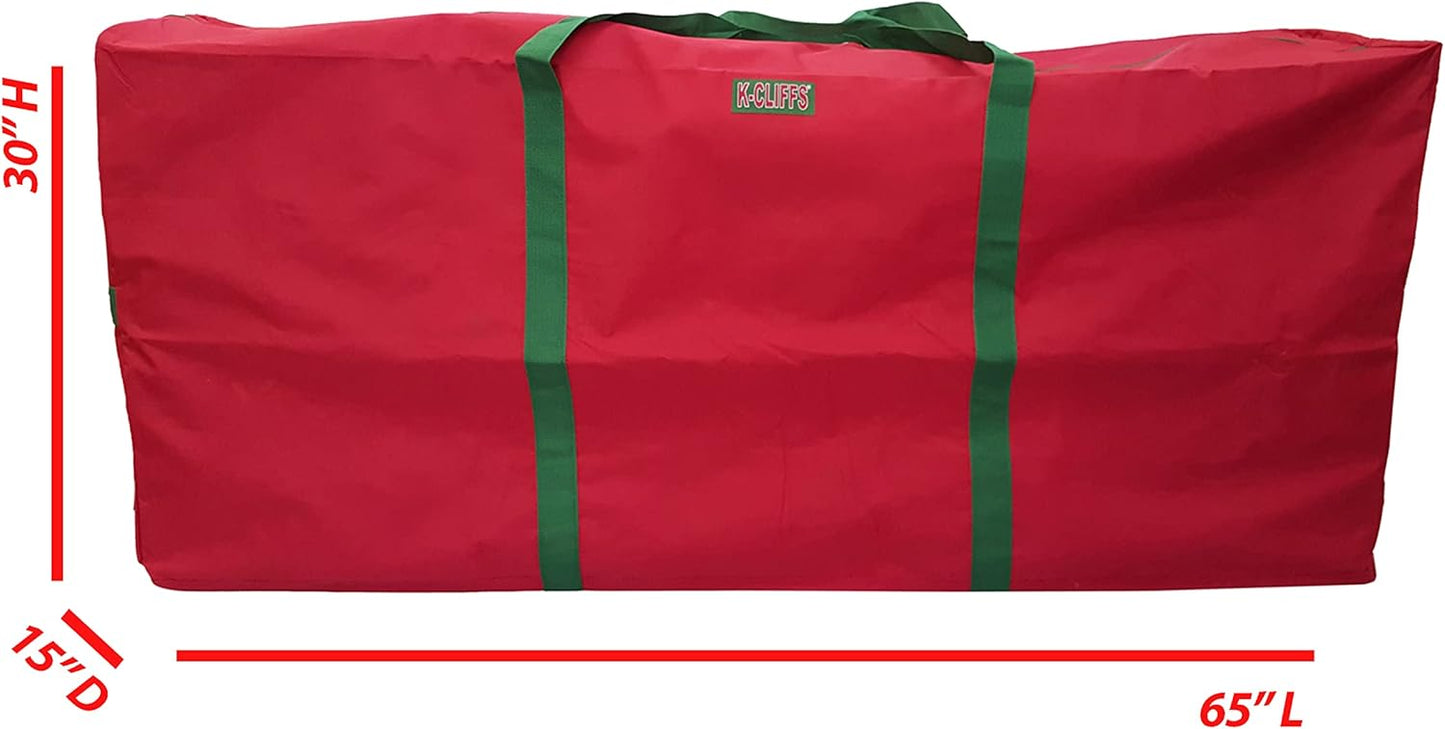 Extra Large Heavy Duty Christmas Tree Storage Bag for 9ft Artificial Trees - Durable Red Duffel, 65"x30"x15" - Holiday Decoration Solution