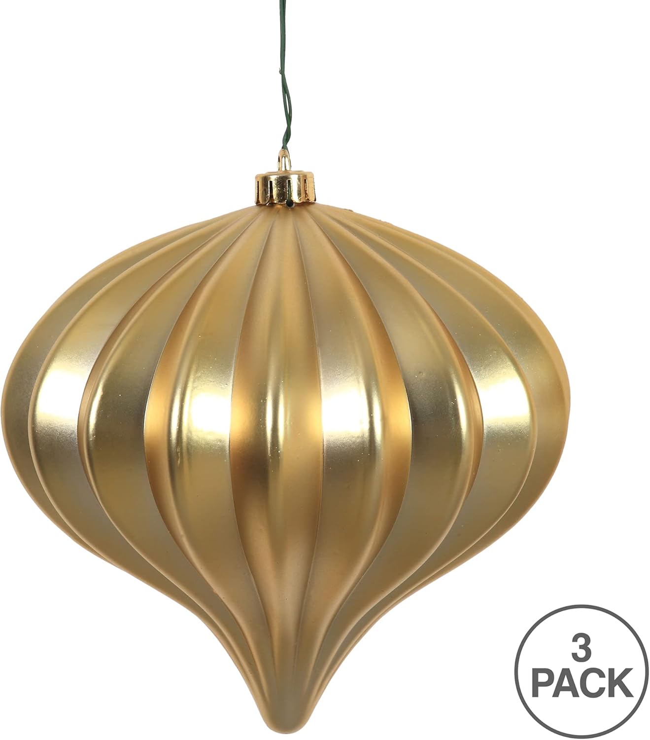 Burnished Orange Matte Onion Christmas Ornaments - UV Treated, Set of 3 by Vickerman