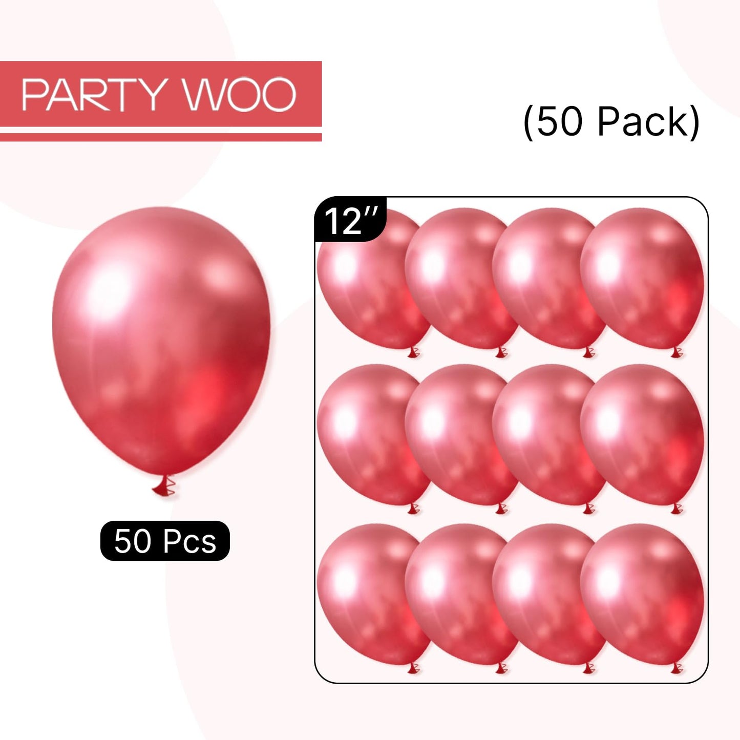 PartyWoo Metallic Pink Balloons 50pcs 12 Inch Chrome Hot Pink Magenta Fuchsia Balloons for Birthday Anniversary Bachelorette Wedding Baby Shower Gender Reveal 1950s Party Decorations Pink-G104