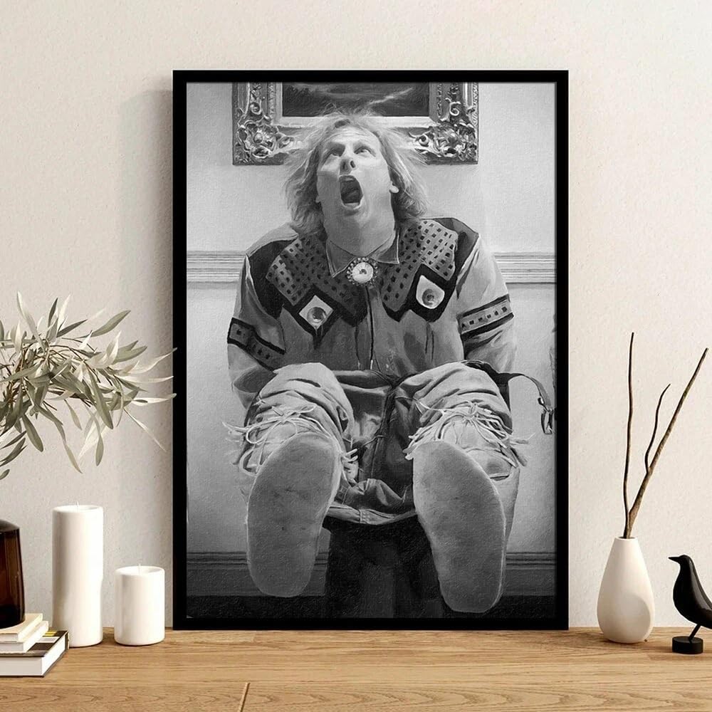 Quarut Black Framed Bathroom Wall Art | Funny Dumb And Dumber Canvas Print - Humorous Decor