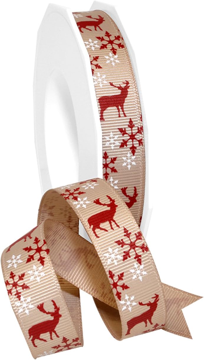 Double Face Satin Candy Cane Ribbon 5/8" x 25 YD - Perfect for Gift Wrapping & Crafts