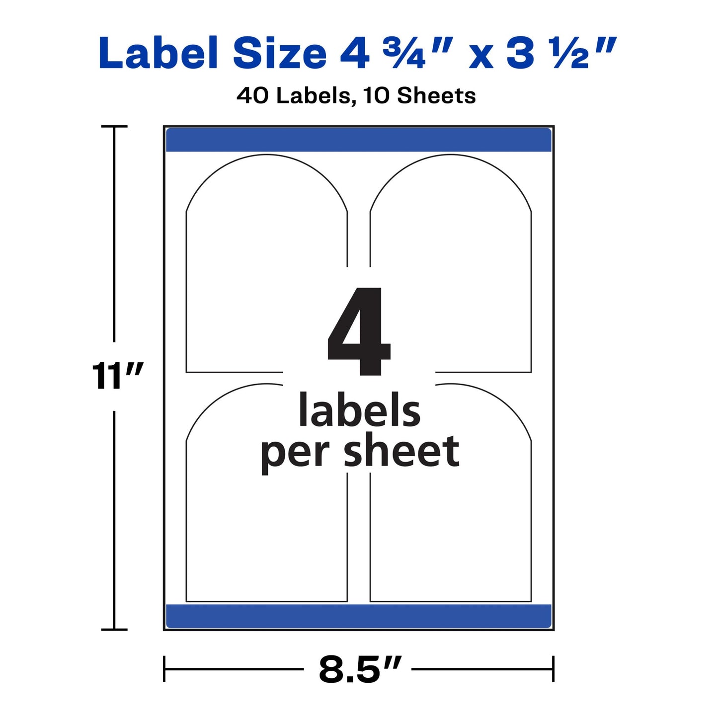 Avery Arched Wine Labels, Sure Feed Technology for Laser Printers, 4.75" x 3.5", 40 White Labels (22826)