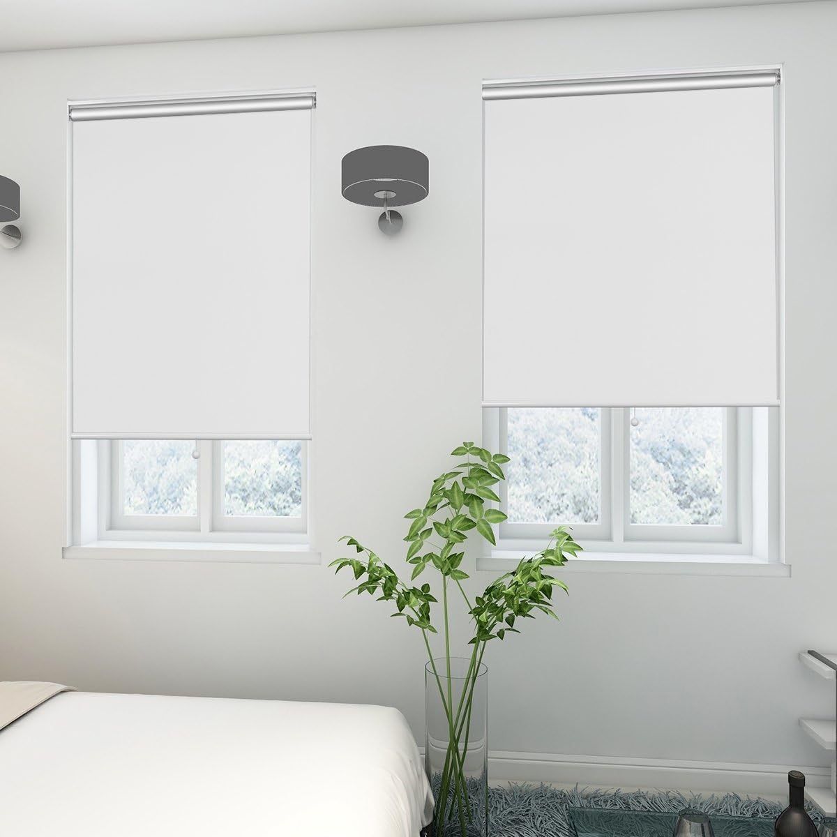 Sunfree Blackout Roller Shades Window Shades Cordless Blackout Window Blinds with Thermal Insulated for Bedroom,Office,48" W x 72" H,White