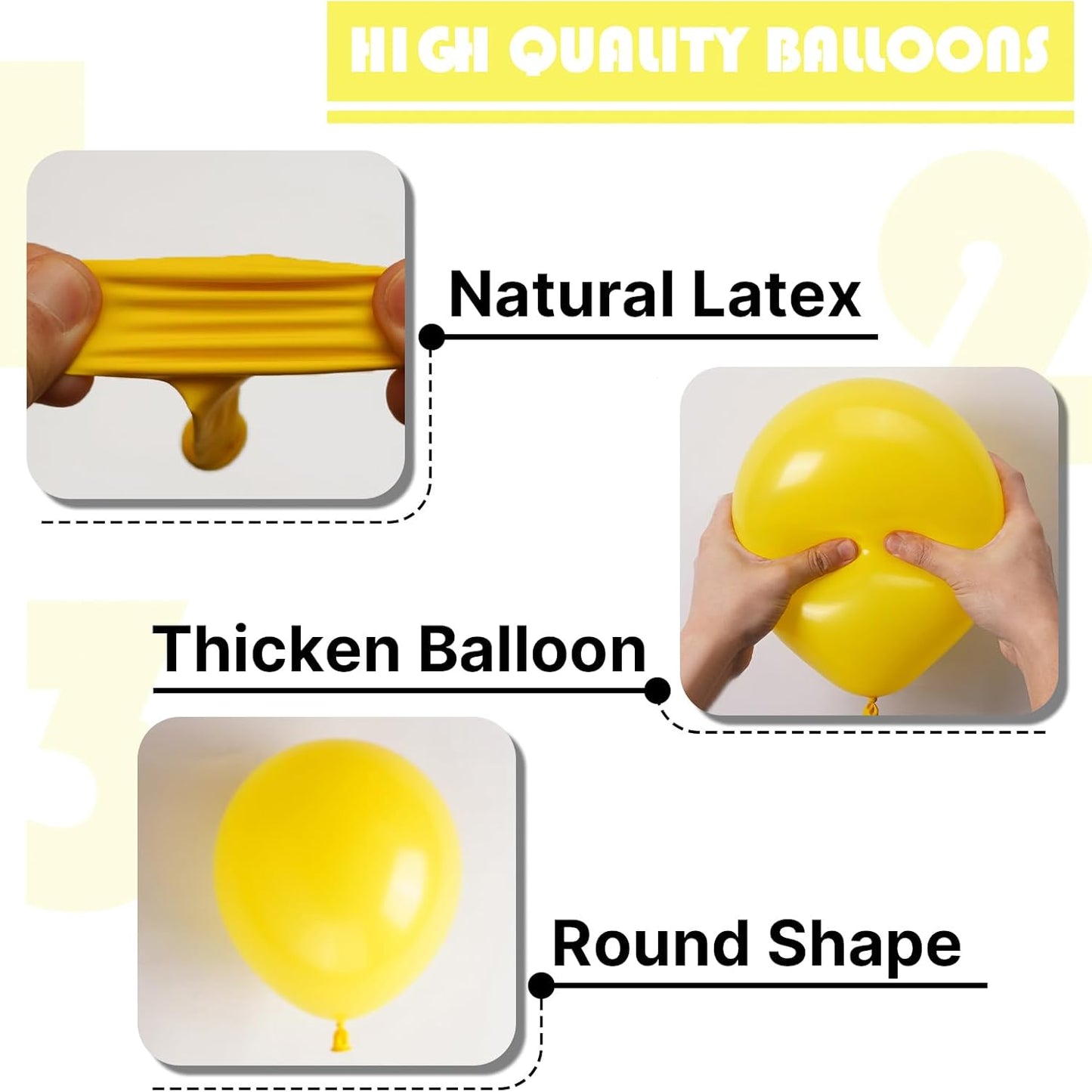 PartyWoo Yellow Balloons - 100 Pack of 12-Inch Latex Helium Balloons for Celebrations & Events