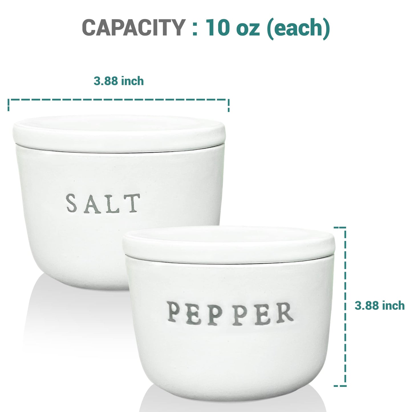 Kolibrox Stoneware Salt and Pepper Cellar Set - Stylish, Functional Kitchenware for Effortless Seasoning - Versatile, Creamy Durable Stone Design - Perfect for Kitchen & Home Decor