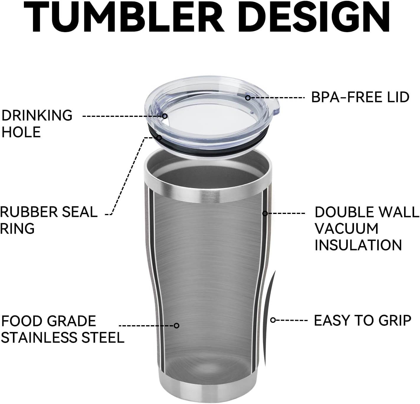 DOMICARE 20oz Tumbler with Lid Stainless Steel Tumblers Bulk, Double Wall Vacuum Insulated Coffee Travel Mug Powder Coated Tumbler, 8 Pack Purple