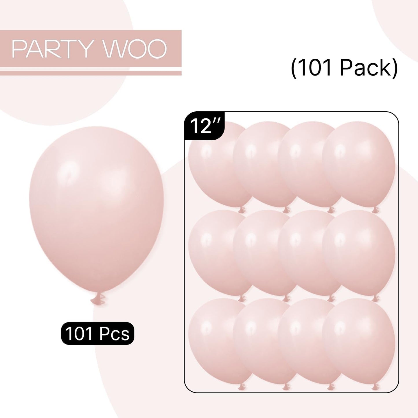 PartyWoo Dusty Pink Balloons 101pcs 12 Inch Boho Blush Lilac Pink Latex Helium Balloons for Princess Birthday Baby Shower Graduation Gender Reveal Anniversary Bachelorette Party Decorations Pink-F54