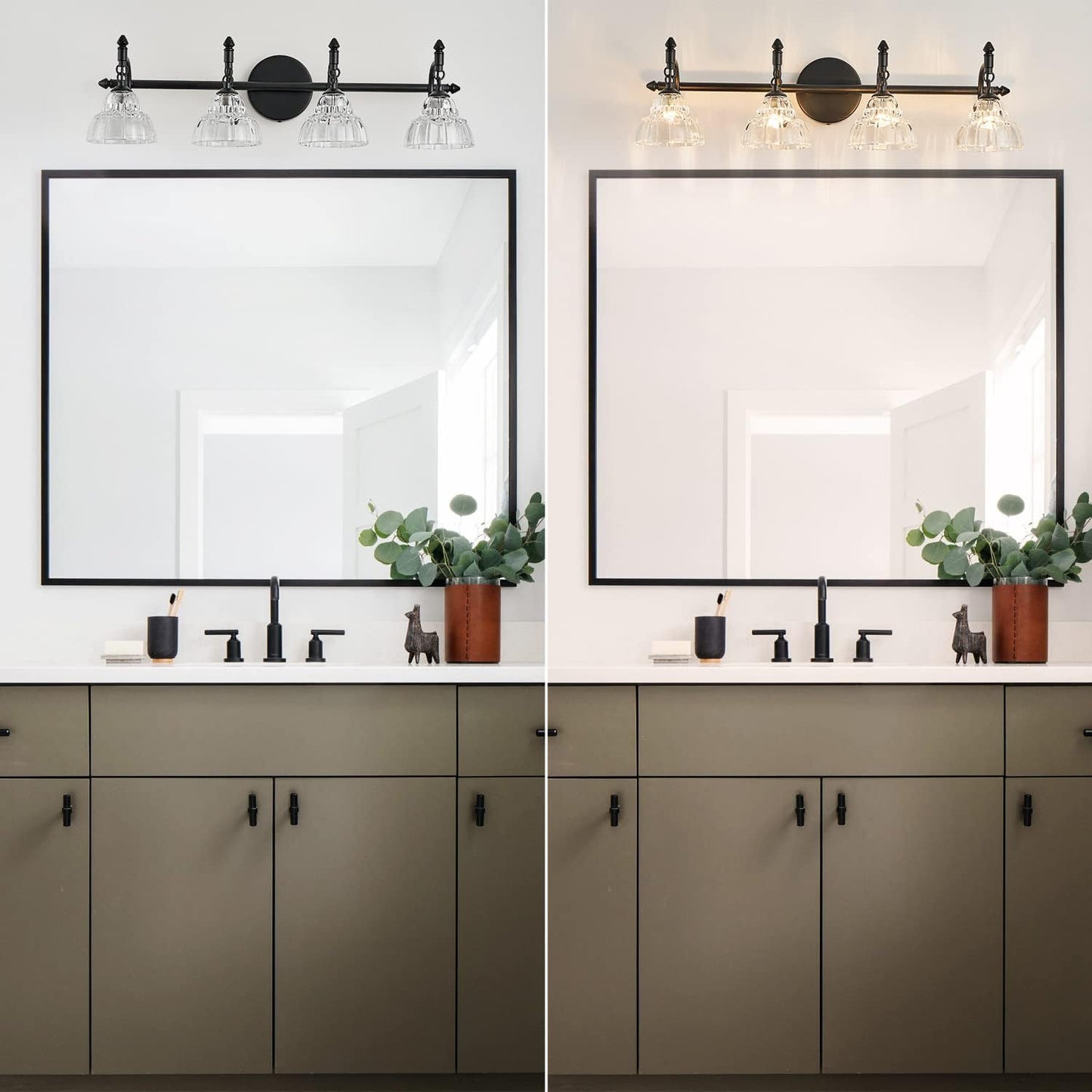Modern Bathroom Vanity Lights - Matte Black Wall Sconces with Over-Mirror Light Fixture for Bathroom, Powder Room