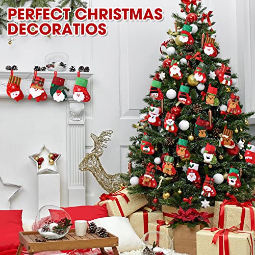 Leitee 48-Piece Mini Christmas Stockings set, 6.3in Hanging Stockings