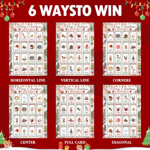 Christmas Loteria Game - Bilingual Spanish/English Holiday Bingo Cards, Christmas-green