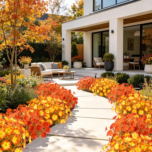 Artificial Fall Geranium Flowers Set - Outdoor Autumn Decor, 12 Pcs
