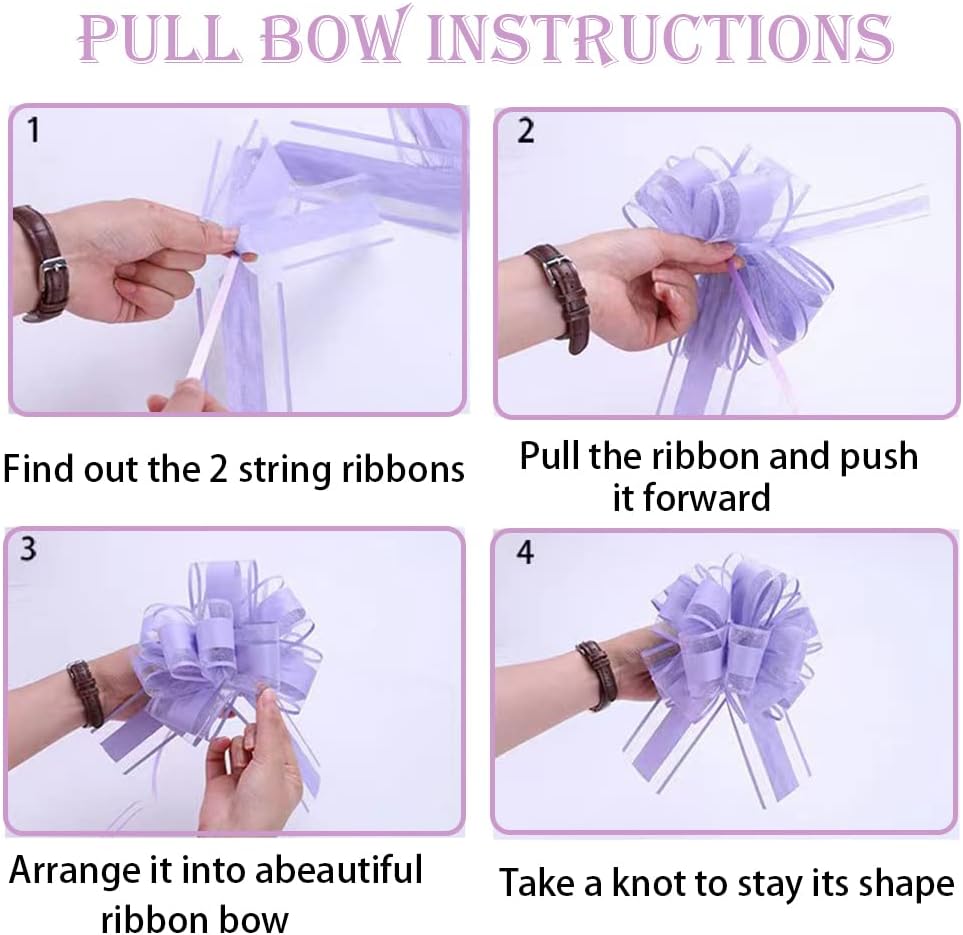 Skiennix 6-Inch Sky Blue Pull Bows - Perfect for Gift Wrapping & Flower Decorations | Set of 6