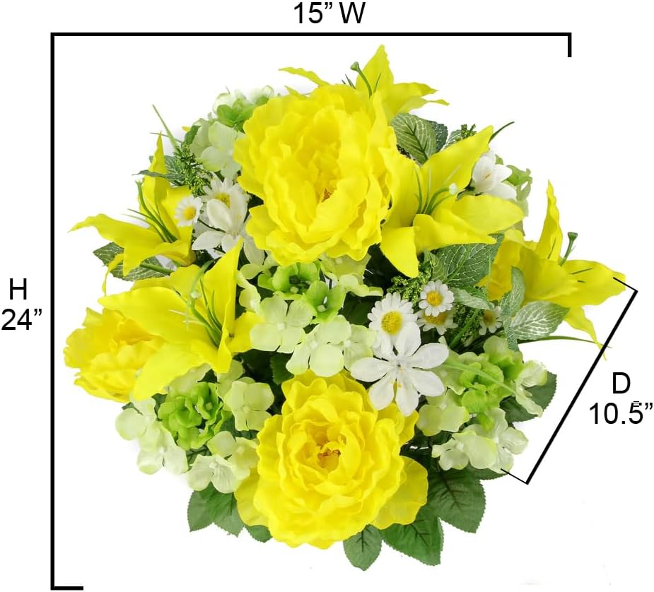 24-Stem Artificial Flower Arrangement - Mixed Roses & Carnations for Indoor/Outdoor Wedding & Home Decor - Spring Faux Flowers in Blue