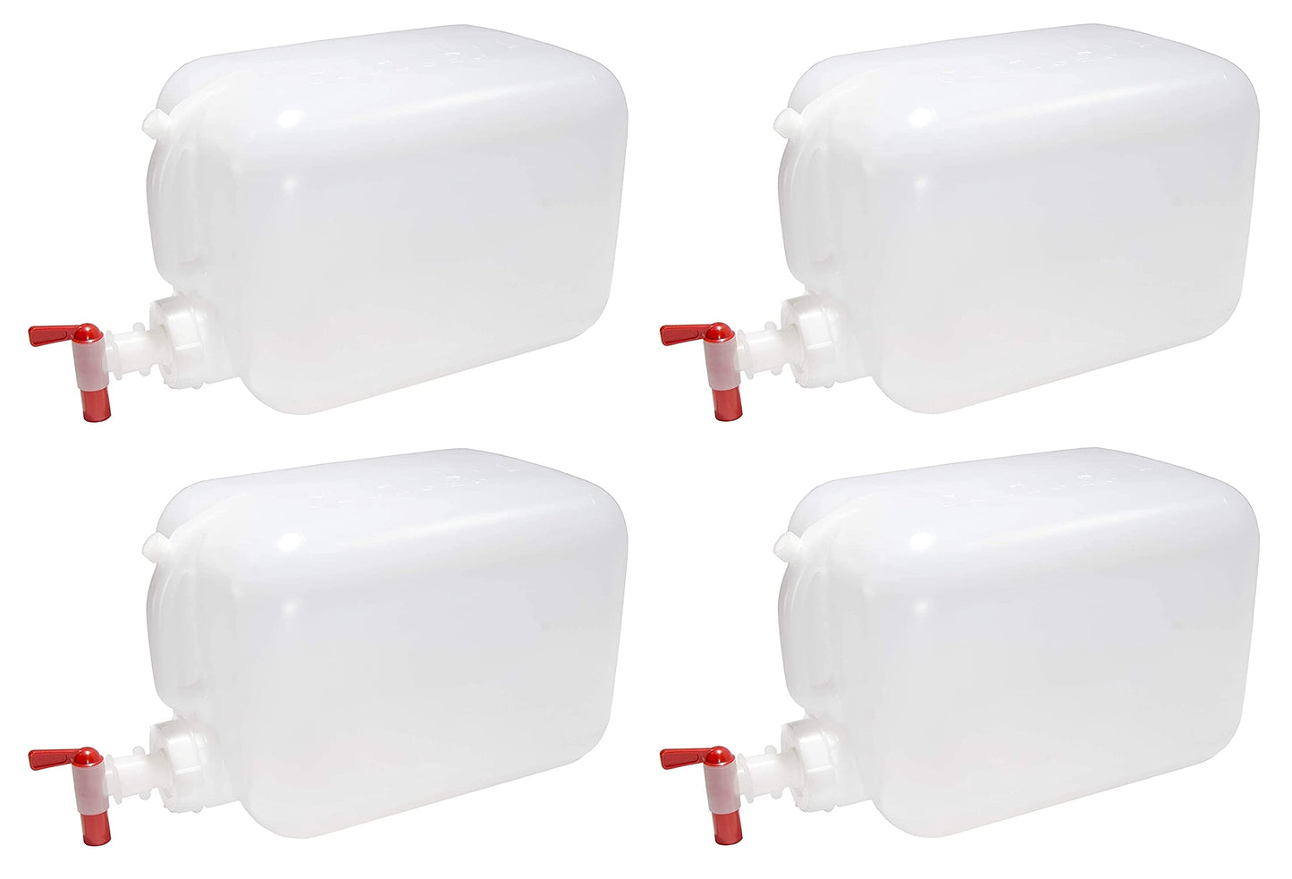 North Mountain Supply 5 Gallon Vented Plastic Hedpak/Carboy - with Cap & Faucet - Pack of 4