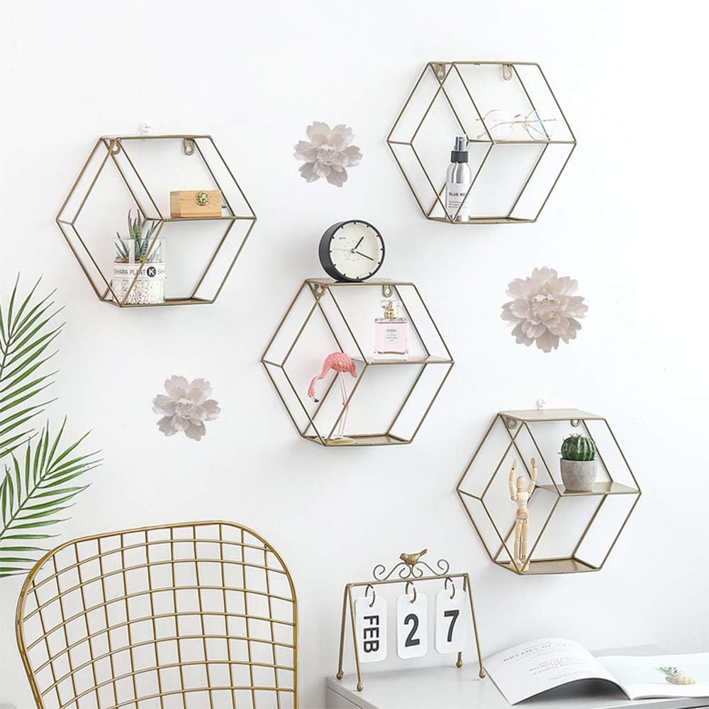 3 PCS/Set Peony Ceramic Magnolia Flower Wall Decor 3D Flower Art for Living Room Home Hallway Bedroom Kitchen Farmhouse Bathroom Dining Room, Grey(4.72 in*1, 3.54 in*2)