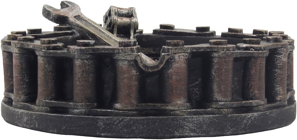 Motorcycle Chain Ashtray with Wrench - Unique Biker Bar Decor for Men