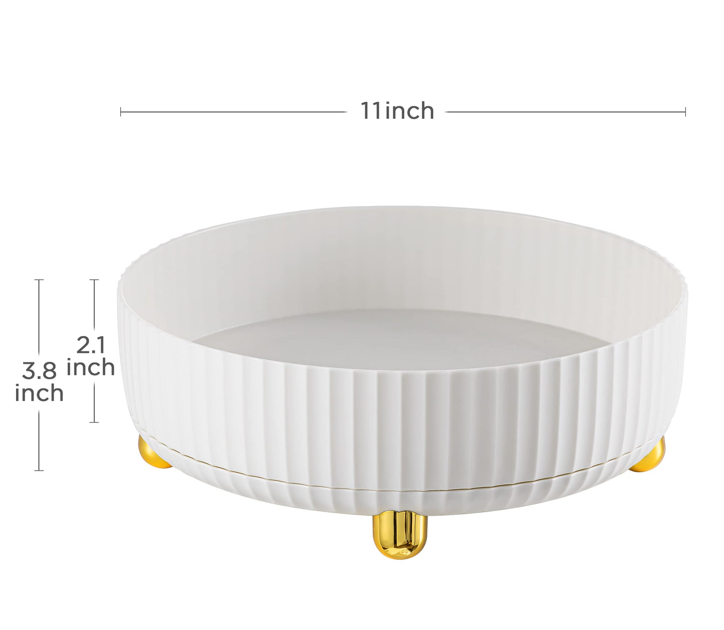 HBlife Makeup Organizer, 360 Degree Rotating Perfume Organizer, 11 Inches Large Capacity Lazy Susan for Bathroom Counter or Vanity, White