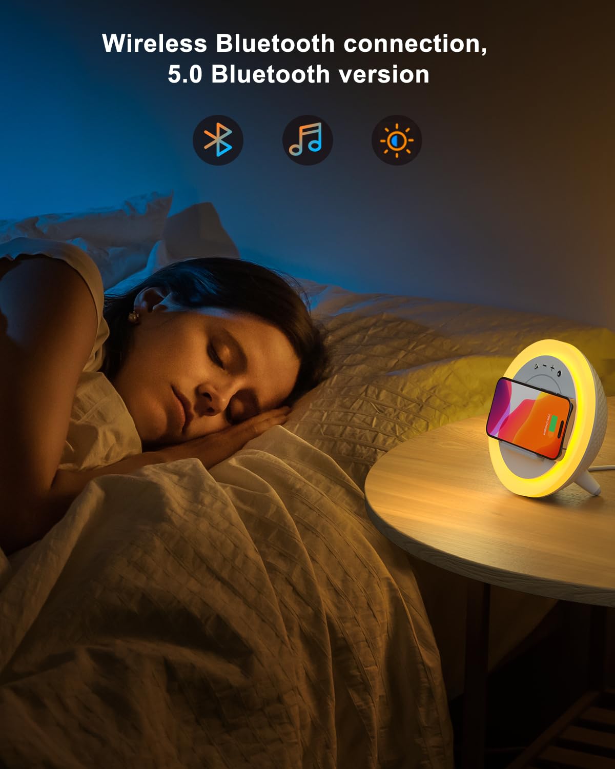 DTIDMI Night Light Bluetooth Speaker,Wireless Charger Stand LED Music Lamp,Color Changing Modern Bluetooth Lamp, Best Teenage Girls Boys Gifts/Christmas Gifts for Teen (6.6inch)