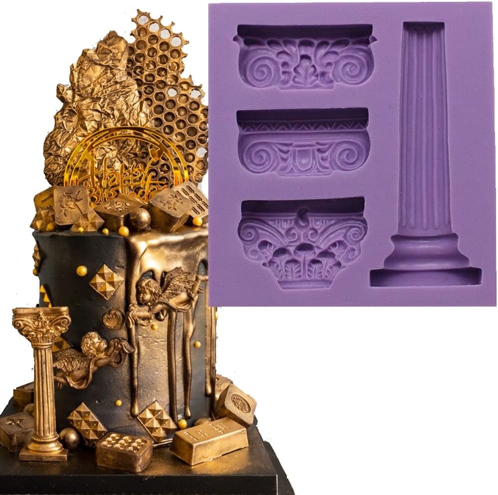 3D Greek Marble Column Cake Mold - Fondant & Gumpaste Pillar for Cupcake Decorating