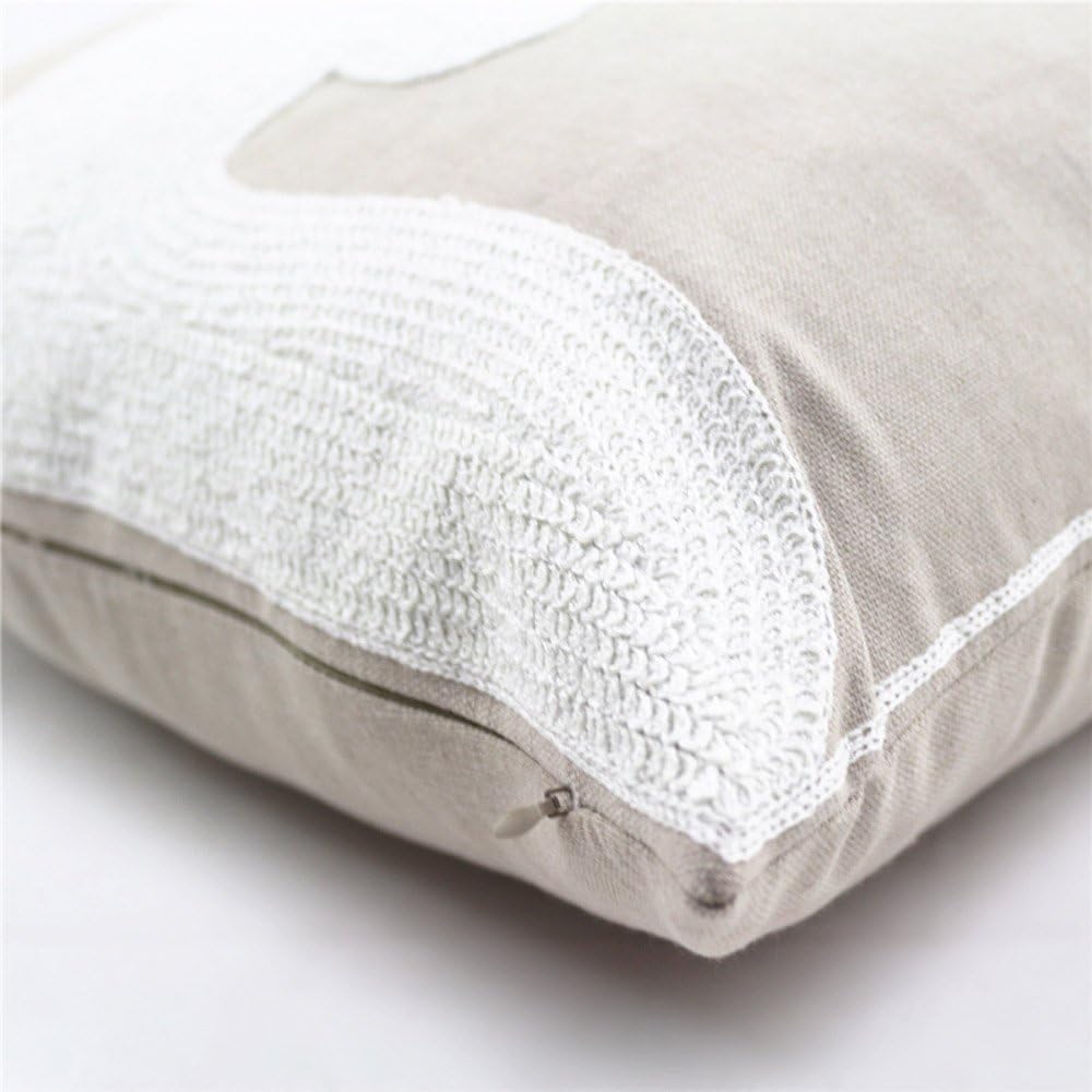 Christmas Pillow Cover 18x18 - Embroidered Sleigh & Snowflakes - Winter Decorative Cushion for Sofa & Bed