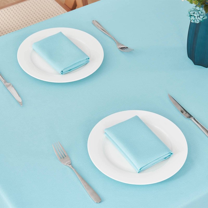 Veblandy Rectangle Tablecloth Waterproof 60x104 inch Linen Textured Table Cloth Stain and Wrinkle Resistant Washable, Decorative Fabric Table Cover for Dining, Party and Camping, Aqua