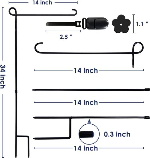 Hogardeck Garden Flag Holder - Sturdy Weather-Proof Metal Stand with Stopper & Clip | Fits American & Fall Flags