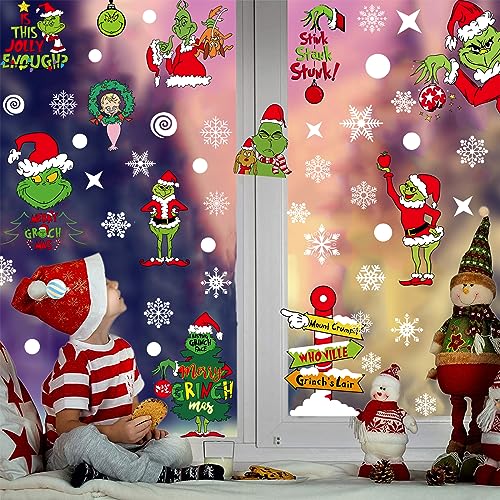 Christmas Window Clings Decorations for Glass Windows Winter Stickers Snowflakes Christmas Decorations Christmas Window Stickers for Holiday Window Clings Winter Decorations 10 Sheet