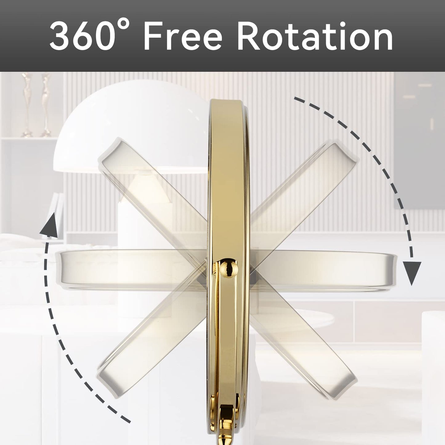 DOWRY 8-Inch Tabletop Two-Sided Swivel Vanity Mirror with 7X Magnification Gold Finish 2202J(7X)