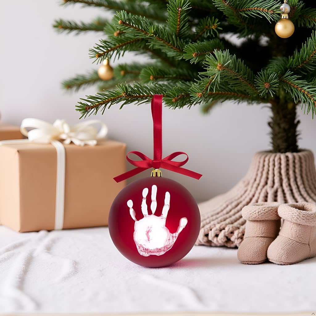 Christmas Baby Handprint Ornament Kit - DIY Keepsake Bauble with Paint for Newborns