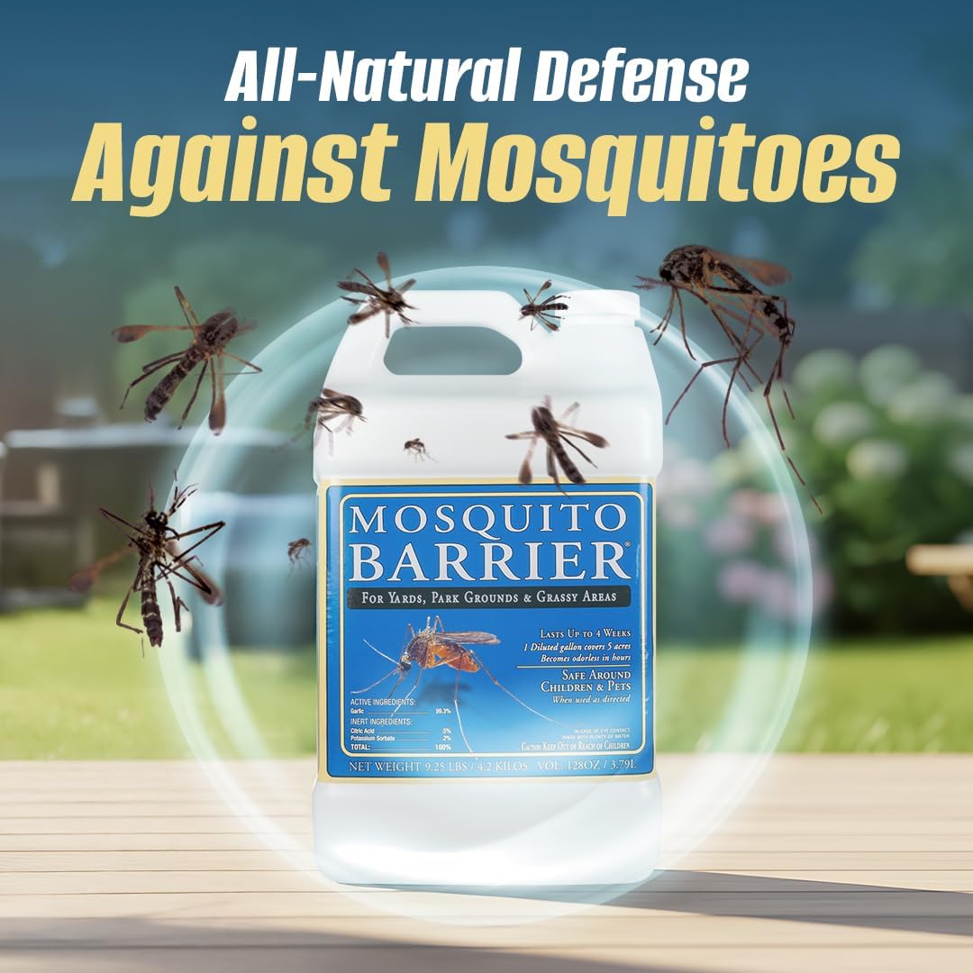 Mosquito Barrier | Liquid Garlic Mosquito Repellent Concentrate - 1 Gallon for Professional Outdoor Treatment