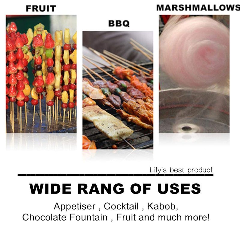 12" Natural Bamboo Skewers for BBQ,Appetiser,Fruit,Cocktail,Kabob,Chocolate Fountain,Grilling,Barbecue,Kitchen,Crafting and Party. Φ=4mm, More Size Choices 6"/8"/10"/14"/16"/17.5"/30"/36"(1000 PCS)