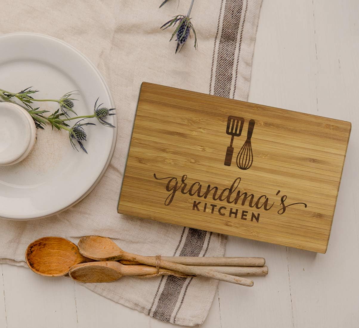 Personalized Bamboo Cutting Board - 9.5x6 Inch Engraved Gift for Grandma's Kitchen