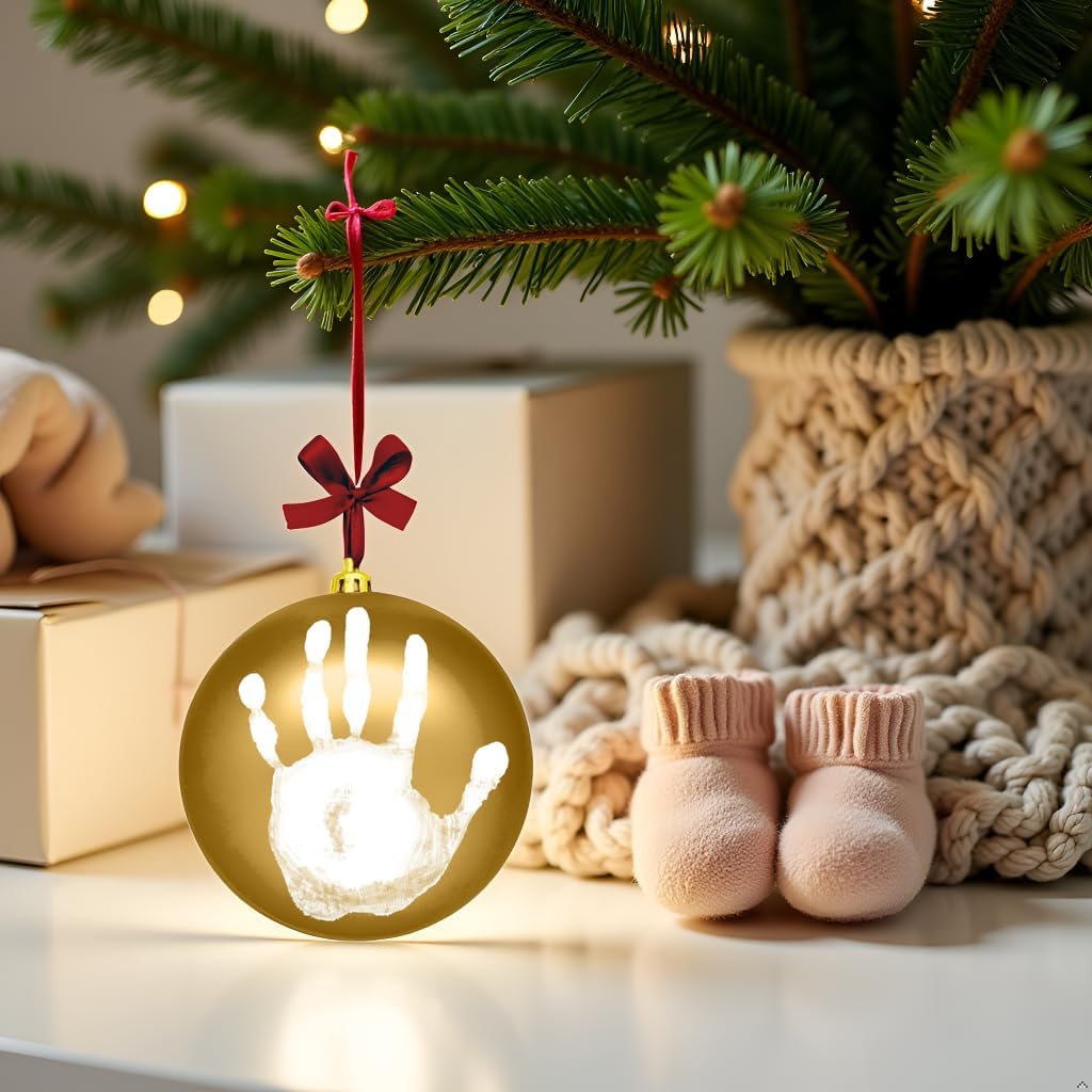 Christmas Baby Handprint Ornament Kit - DIY Keepsake Bauble with Paint for Newborns