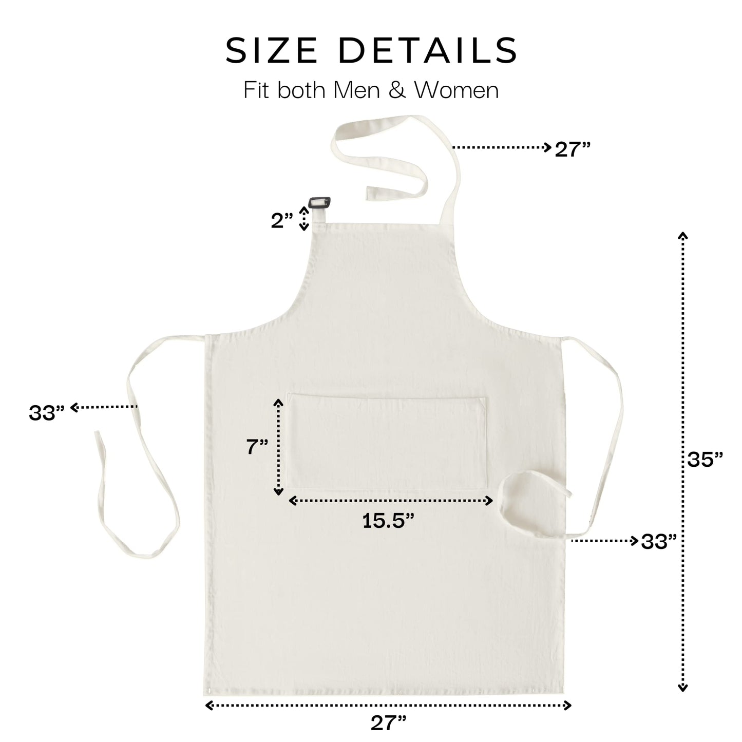 RAJRANG Chef Apron for Women Men with Pockets Cotton Kitchen Cooking Full Length Plain Aprons Marshmallow 35x27 Inches Pack of 5
