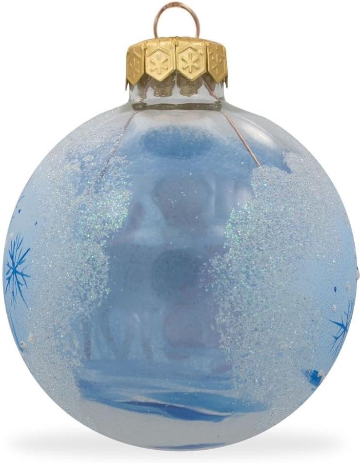 3.25-Inch Girl with Reindeer Glass Ball Christmas Ornament - Festive Holiday Decor