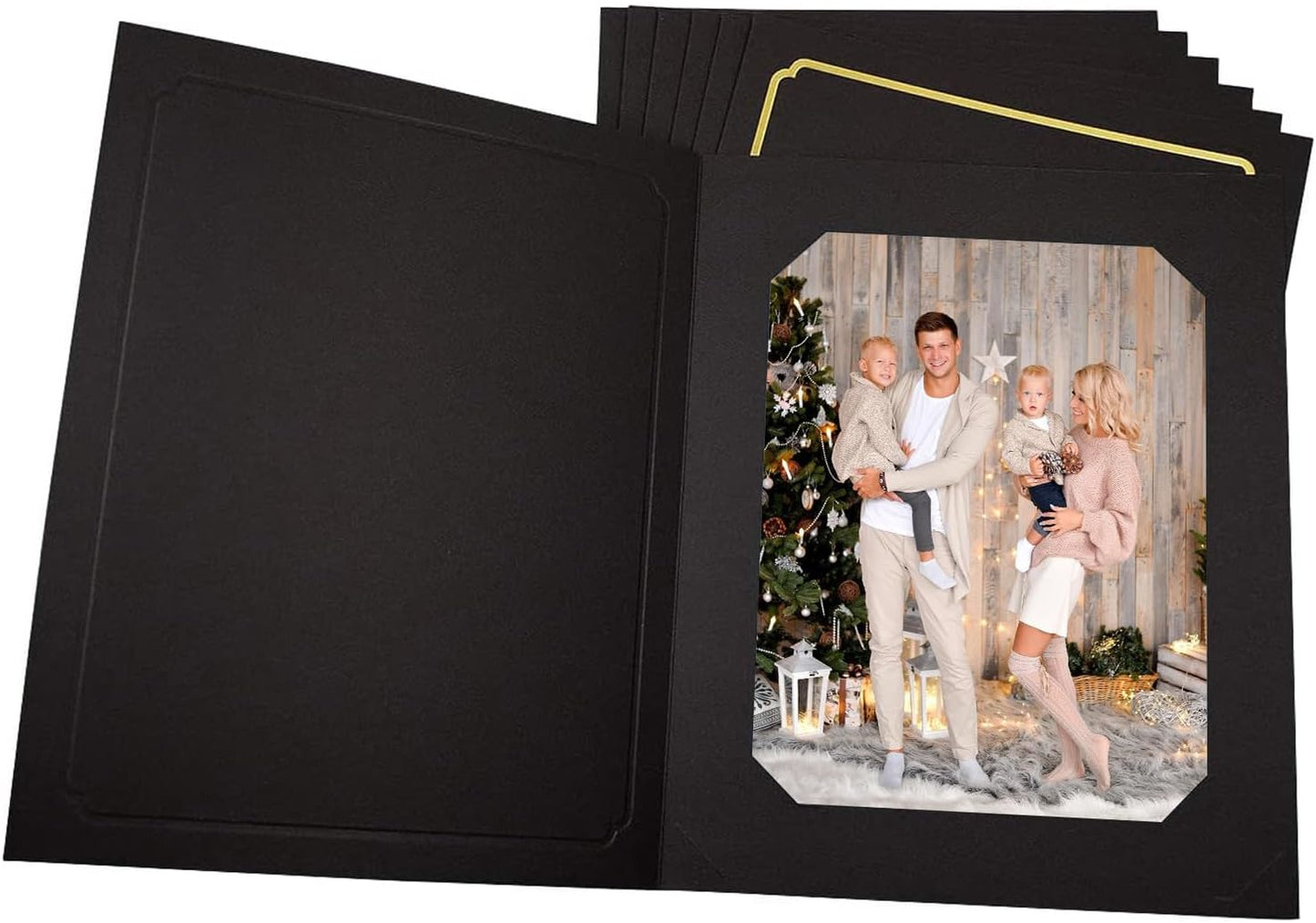 Golden State Art, Pack of 100, 6x8 or 8x10 Photo Folders, Cardboard Picture Frame, Paper Frame Cards, Greetings/Invitation Special Events: Graduation, Christmas, Wedding(Ivory)