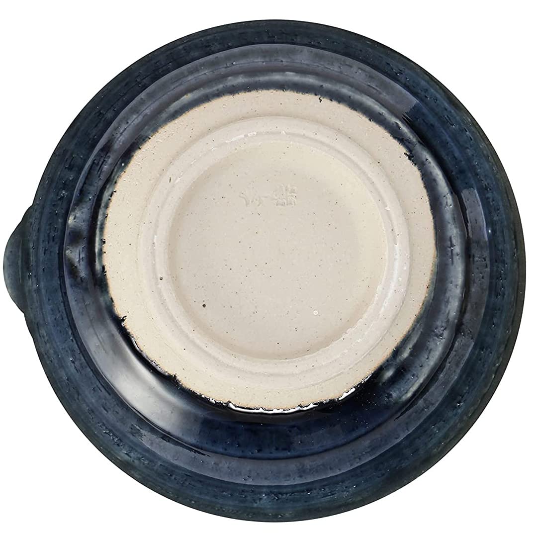 TIKUSAN Ceramic Ripple Ridge Mortar & Pestle (Suribachi & Surikogi) Set with Spout Made in Japan Mino Ware (Medium Black)