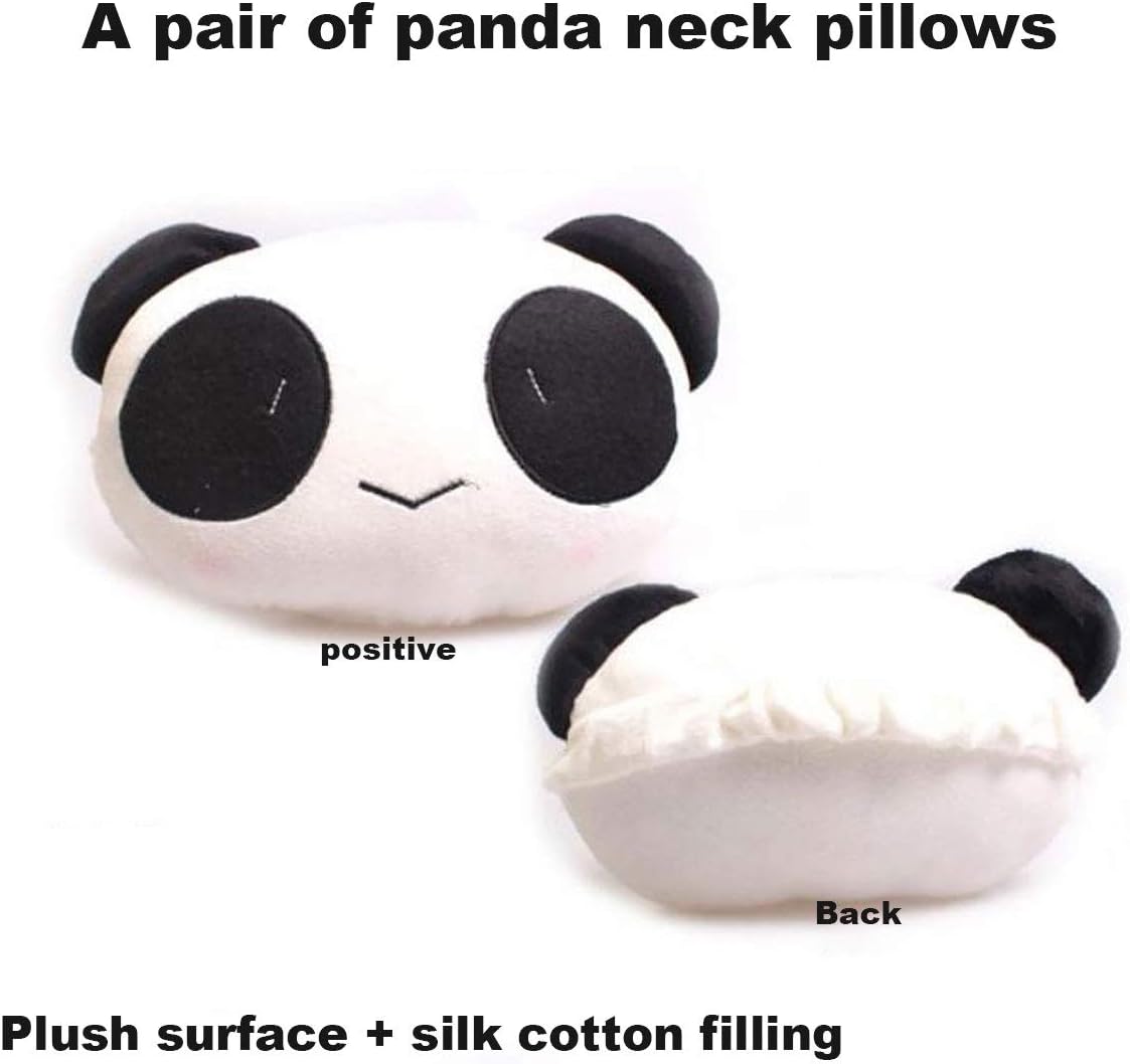 Cute Panda Plush Car Seat Headrest Pillow - 2-in-1 Neck Rest Cushion Set