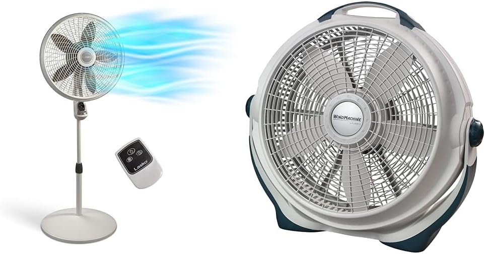 Lasko Cyclone Pedestal Fan, Adjustable Height, Remote Control, Timer, 3 Speeds, for Bedroom, Kitchen, Office and Living Room, 18", White, 1885, Large