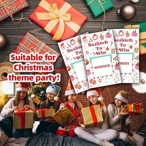 Christmas Scratch Off Cards, Xmas Party Scratch Games Adults Groups, Winter Holiday Party Games For Christmas Party, A05