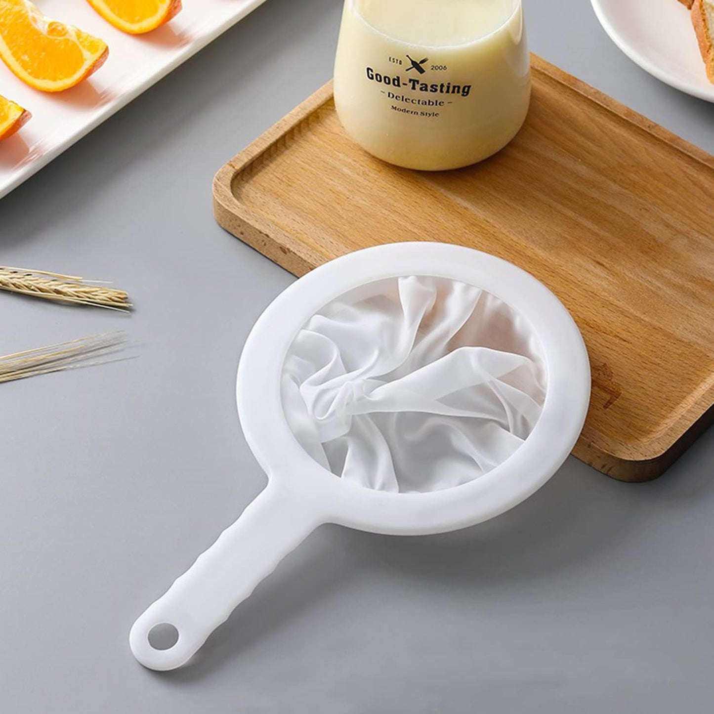 Kitchen Ultra-Fine Nylon Mesh Strainer 5.51 Inch, Plastic Sieve Fine Mesh with Handle Kitchen Tool For Soy Milk, Coffee, Milk, Yogurt, Juice,Tea Leaf Filter, Honey, Wine (400 mesh)