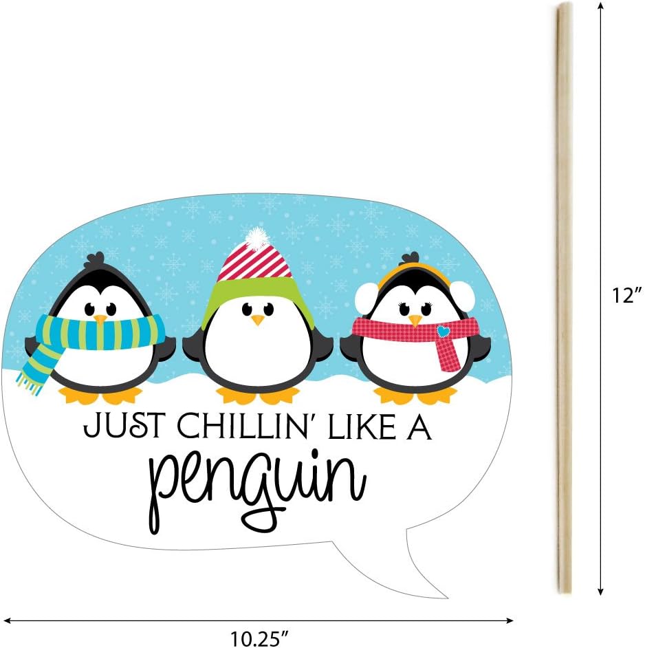 Holly Jolly Penguin Christmas Photo Booth Props Kit - 20 Fun Holiday Accessories