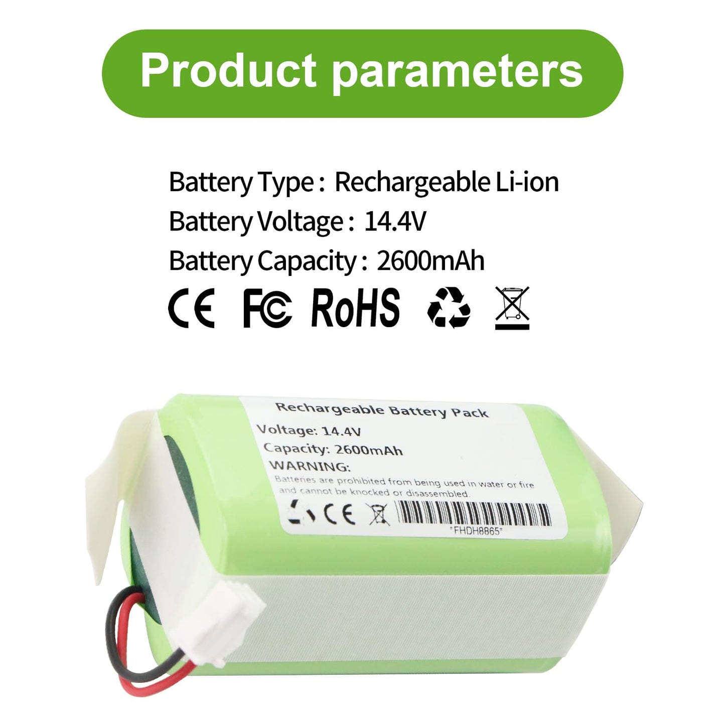 14.4V Vacuum Battery Replacement for Lefant M210 M210B M210P M213 M213S Robot Vacuum Cleaner 2600mAh