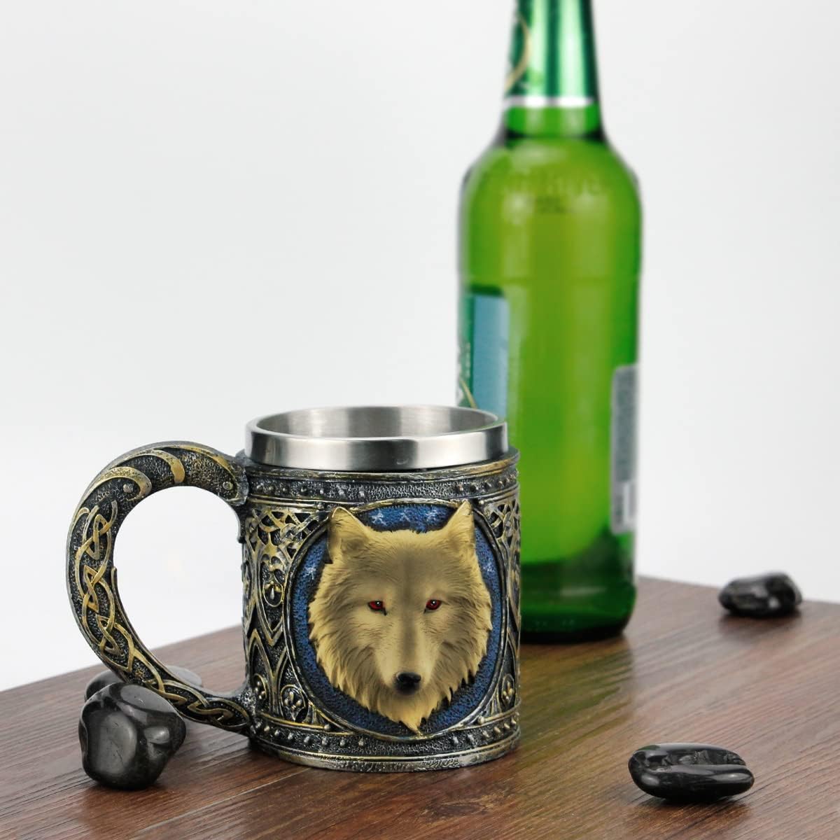 Stainless Steel Wolf Goblet - 3D Resin Wine Chalice Cup for Unique Occasions
