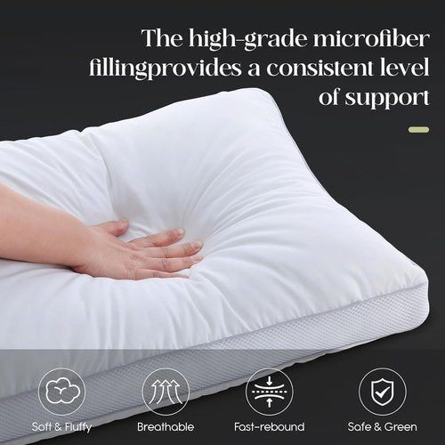 Goose Down Bed Pillows - Queen Size Set of 2 | Hotel Collection for Side, Back & Stomach Sleepers, 20" x 30"
