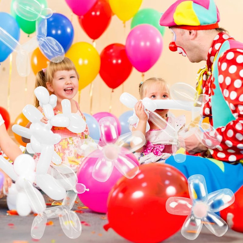 260 Balloons Clear and White, 100PCS Animal Long Balloons, 50PCS Transparent Balloon & 50PCS White Balloon, Skinny Party Favors for Birthday Party Wedding Graduation Christmas Decoration