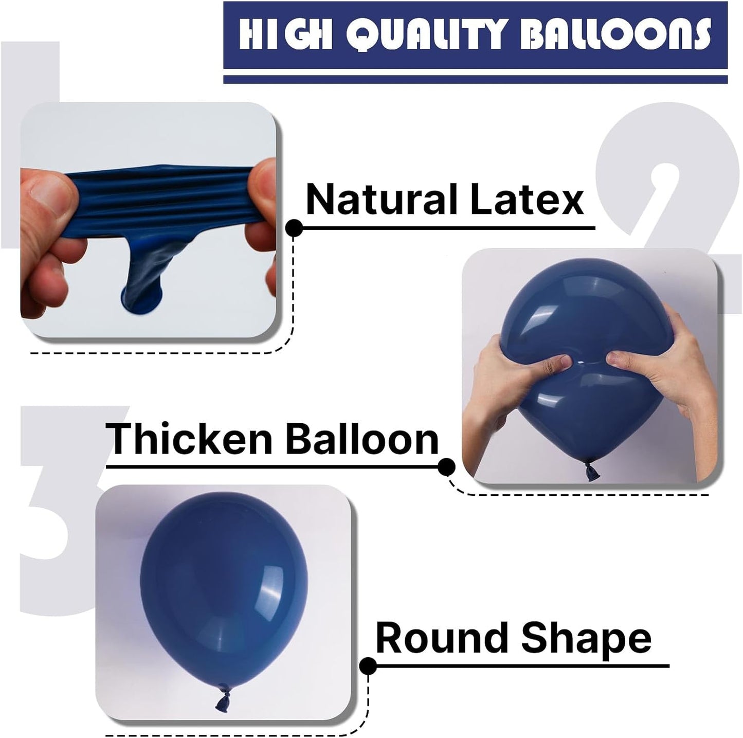 PartyWoo Navy Blue Balloons - 100-Piece Balloon Arch Kit | Various Sizes for Graduation & Birthday Decor